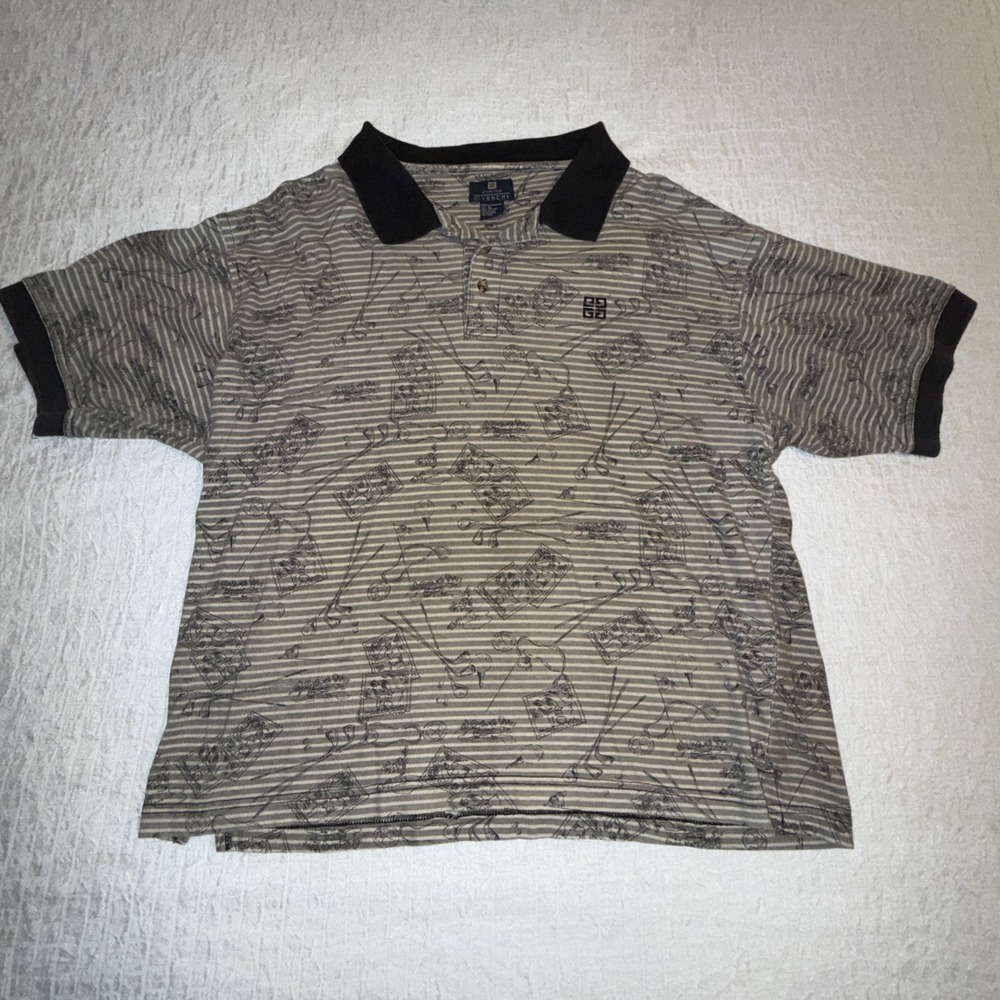 Vintage GIVENCHY ActiveWear Men's Golf Polo Shirt Size Xl All Over Golf Print